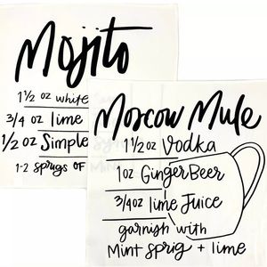 BAR TOWELS NEW 2-Pack Cotton Mojito Mule Recipes